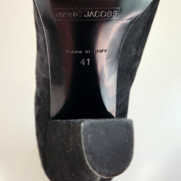 MARC JACOBS Suede Black Booties Made In Italy Size 41 Euro / US 11 Shoes Heels - Picture 14 of 16
